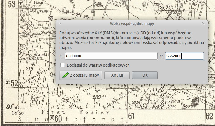 Wprowadzanie punktów GCP